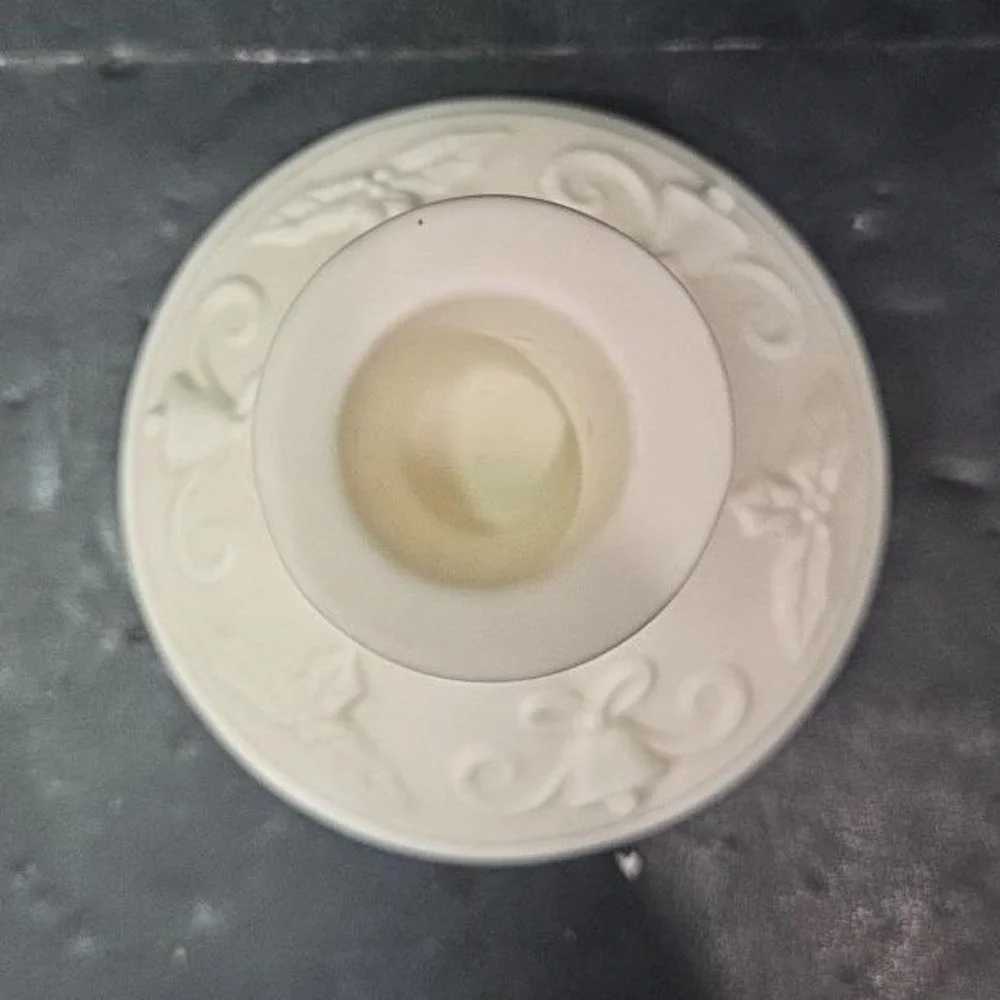 PartyLite Winterset Tealight Taper Holder, Vtg Bell & Holly Accents, Bottom Only